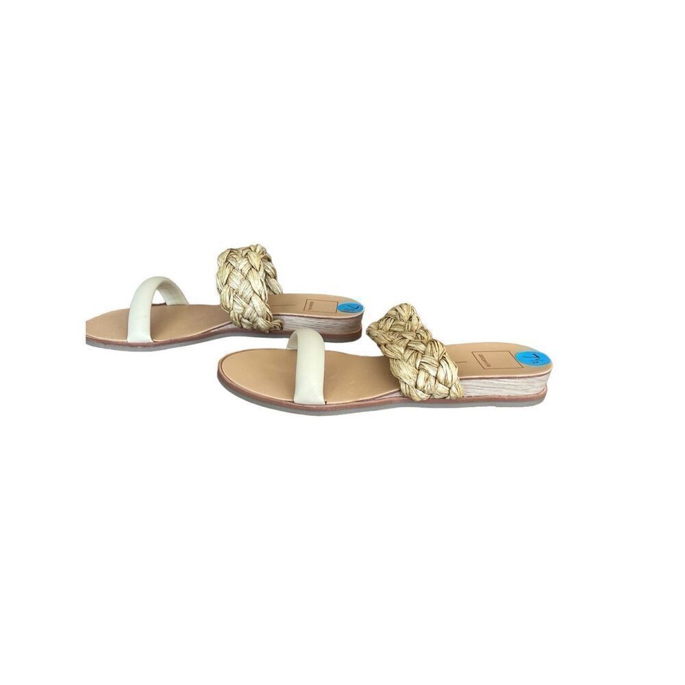 Dolce Vita Womens Natural Raffia Braid Slip On Slide Flat Sandal Size 7.5